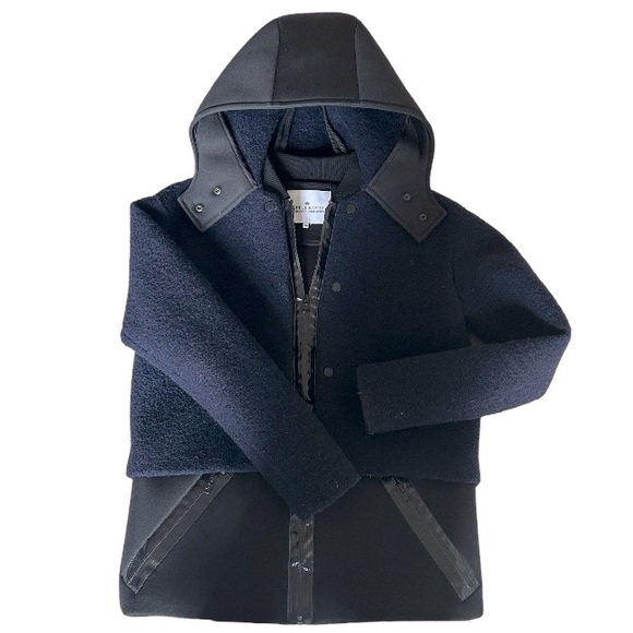 Color blocked Mixed Media Coat - Picture 1 of 10